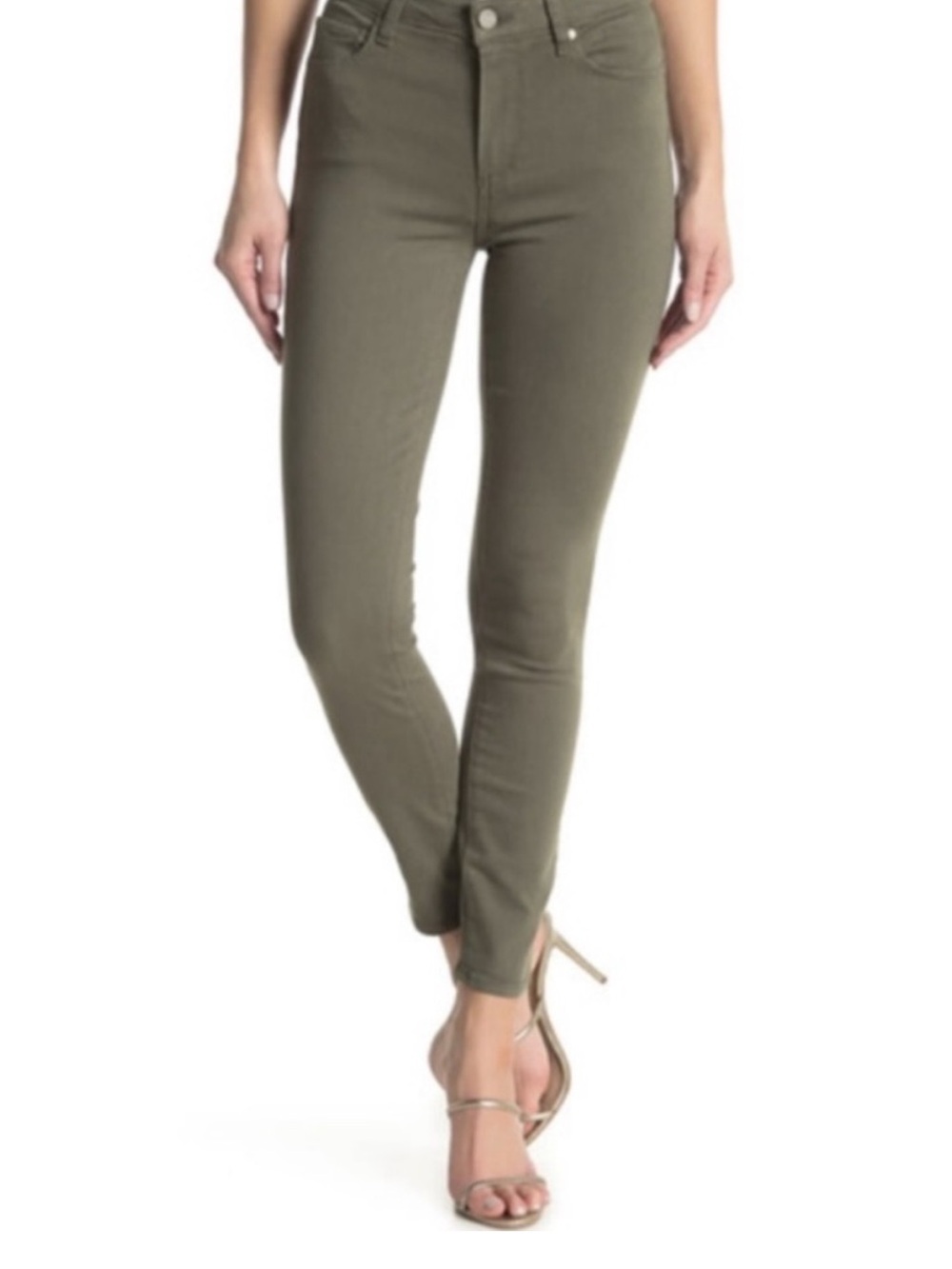 PAIGE Olive Green High-Rise Skinny Jeans